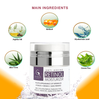 Moisturizer Face Cream 2.5% Active Retinol + Hyaluronic Acid + Vitamin E 50ml